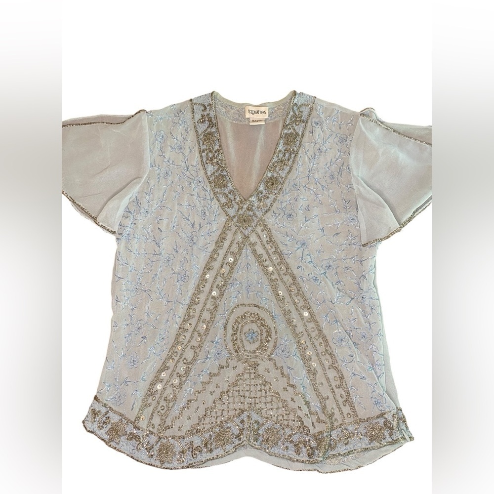 Together Beaded Top Women’s 8 Art Deco Avant Garde 1920s Coquette Cocktail Party - Picture 2 of 5